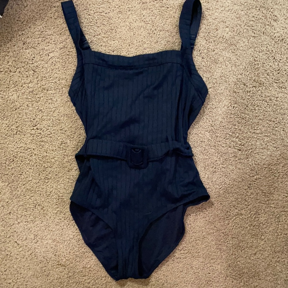 And Other Stories Belted Navy Blue Swimsuit